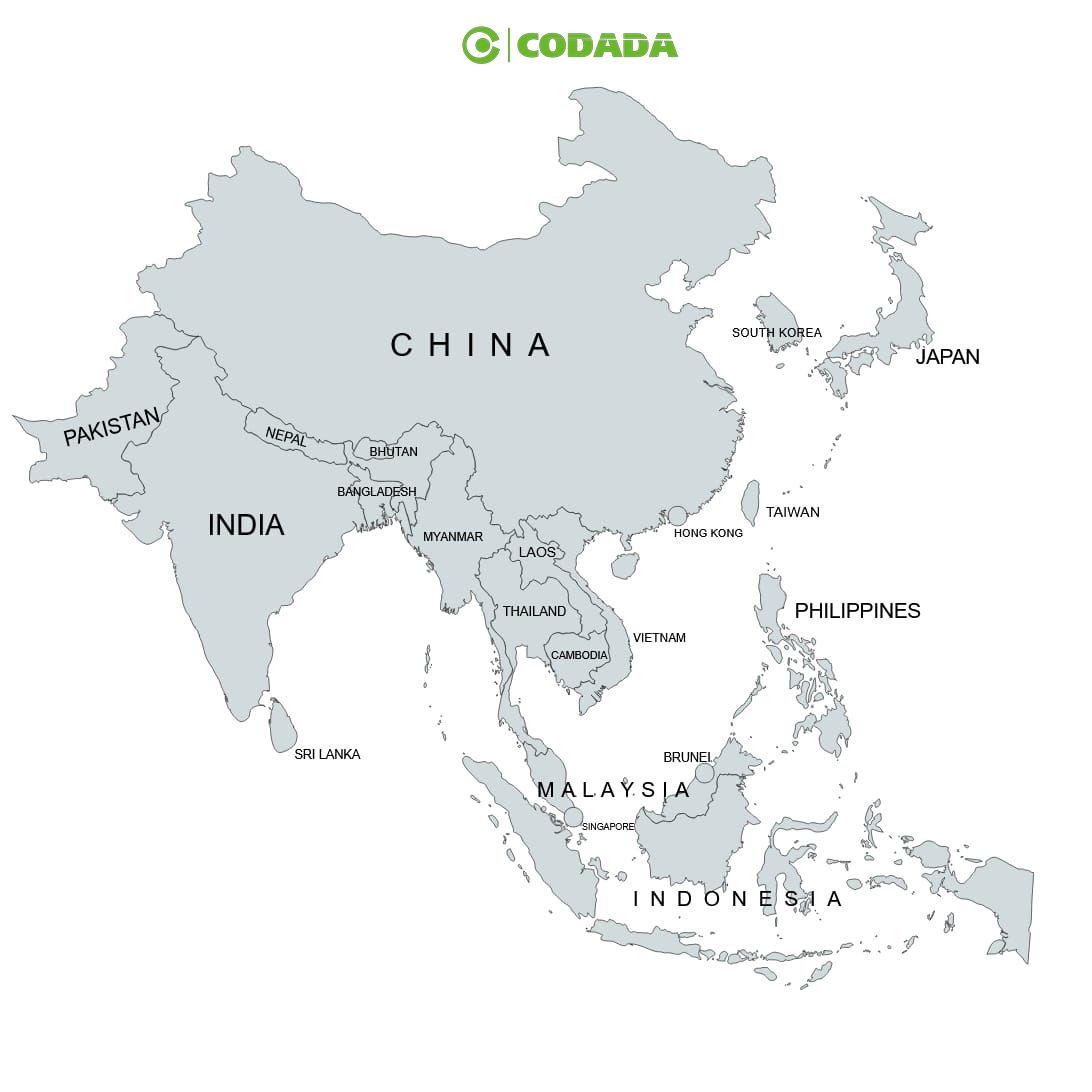Map highlighting Asia | CODADA