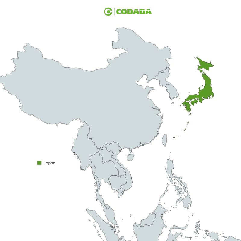 Map highlighting Japan | CODADA