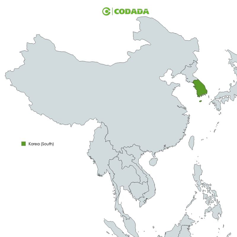 Map highlighting Korea | CODADA