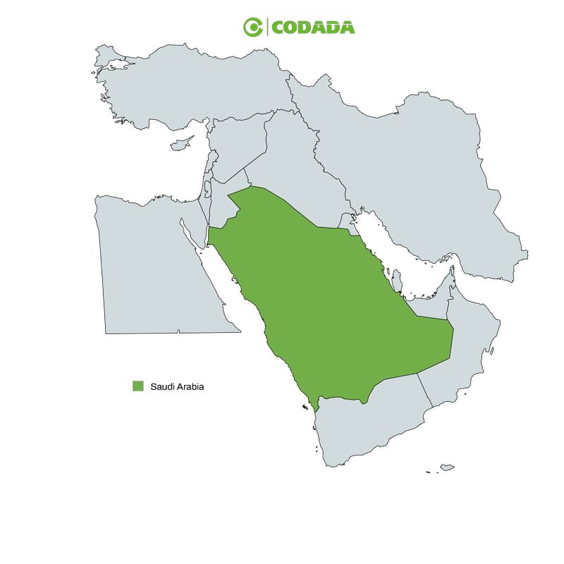 Map highlighting Saudi Arabia | CODADA