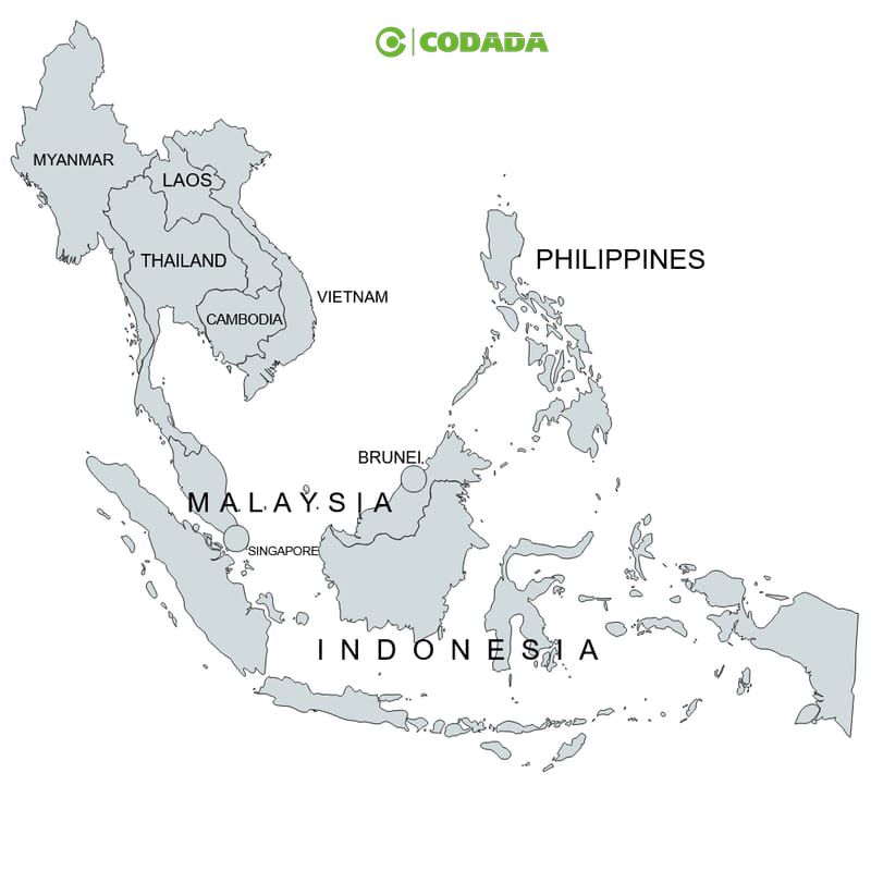 Map highlighting South-East Asia | CODADA