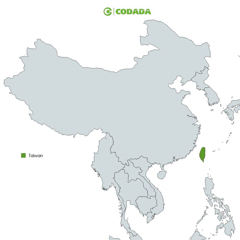 Map highlighting Taiwan | CODADA